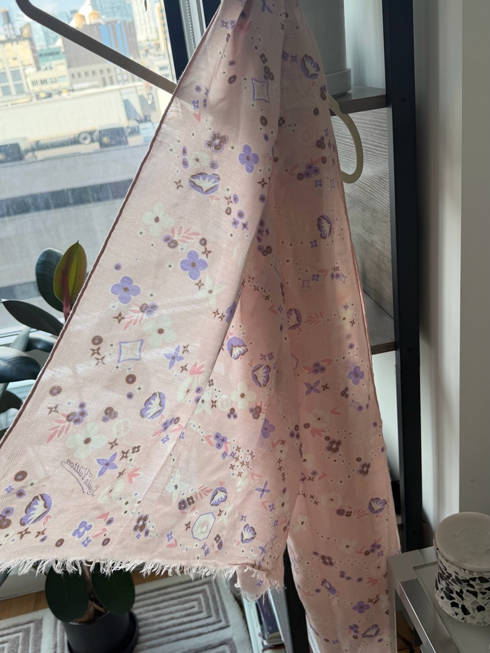 Louis Vuitton Pink and Purple Logo Scarf